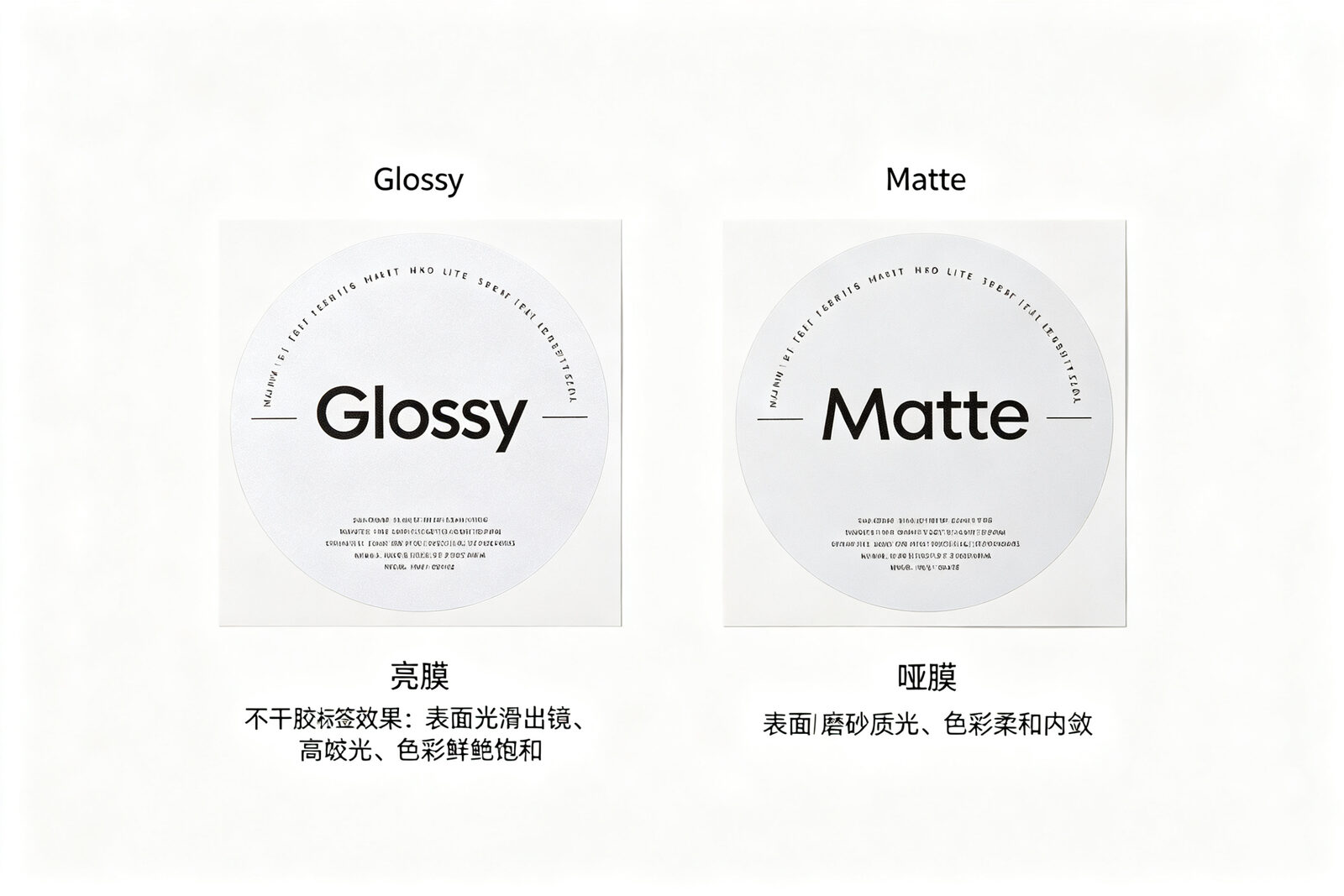 亮膜和哑膜标签工艺对比